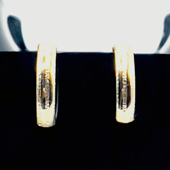 Vintage L H Segal CALIFORNIA Gold Tone Textured Band Hoop Clip-on Earrings - Picture 2 of 6